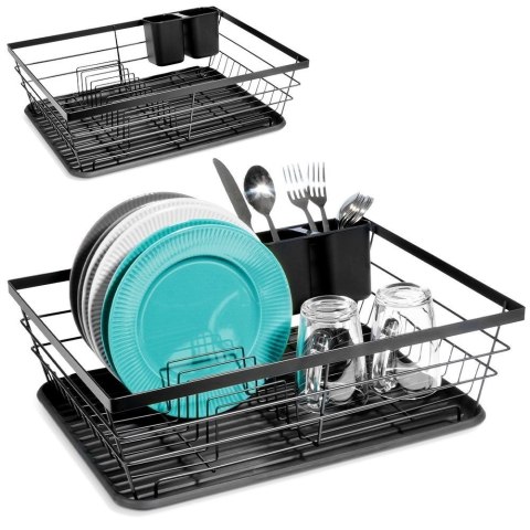 Grupa Orion Sp. z o.o. Suszarka do Naczyń na Talerze Sztućce Pojemna Czarna VILDE 43 x 32 x 14,5 cm