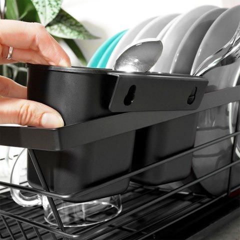 Grupa Orion Sp. z o.o. Suszarka do Naczyń na Talerze Sztućce Pojemna Czarna VILDE 43 x 32 x 14,5 cm