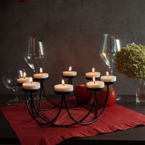 Grupa Orion Sp. z o.o. Świecznik na 8 tealight podstawka pod świeczkę metalowy czarny matowy loft 8 sztuk