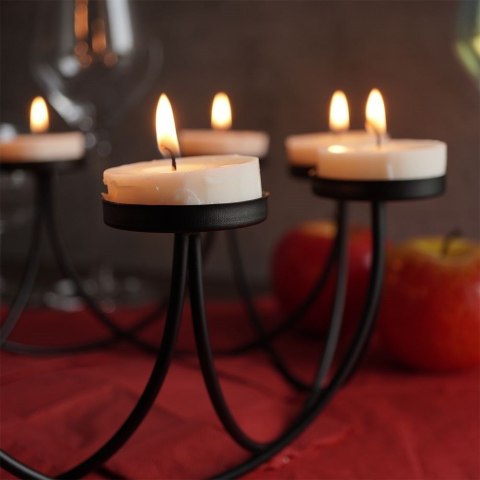 Grupa Orion Sp. z o.o. Świecznik na 8 tealight podstawka pod świeczkę metalowy czarny matowy loft 8 sztuk