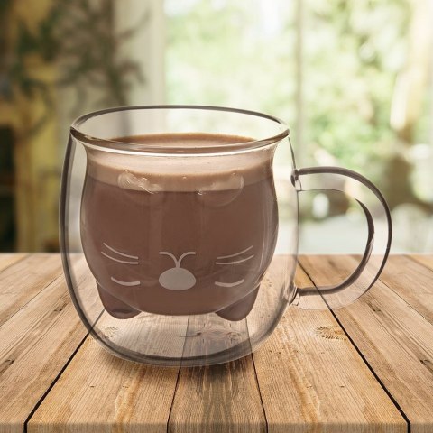 Grupa Orion Sp. z o.o. Szklanka Termiczna z Podwójną Ścianką do Kawy Kotek ORION 270 ml