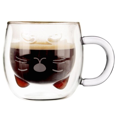 Grupa Orion Sp. z o.o. Szklanka Termiczna z Podwójną Ścianką do Kawy Kotek ORION 270 ml