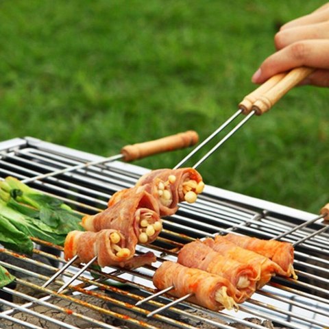 Grupa Orion Sp. z o.o. Szpikulce do Szaszłyków Stalowe 4 szt. 38,5 cm BBQ Uchwyt Drewniany