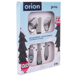 Grupa Orion Sp. z o.o. Zestaw Sztućów dla dzieci Łyżka Nóż Widelec Sowa Stalowe Trwałe ORION 3 el.
