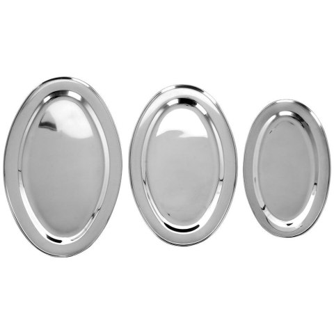 Grupa Orion Sp. z o.o. Zestaw Półmiski Tace Stalowe Owalne Solidne EXCELLENT HOUSEWARE 3 szt.