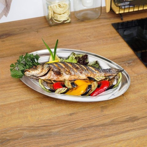 Grupa Orion Sp. z o.o. Zestaw Półmiski Tace Stalowe Owalne Solidne EXCELLENT HOUSEWARE 3 szt.