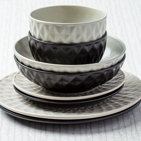 VLACHOS BROS S.A IMPORTS (NAVA),Valantis Vlachos Talerz Obiadowy Płytki Ceramiczny Czarny NAVA SOHO 27 cm Tłoczenia