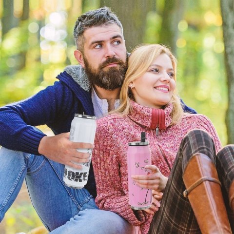 Grupa Orion Sp. z o.o. Kubek Termiczny Puszka Różowy Serce ORION 400 ml