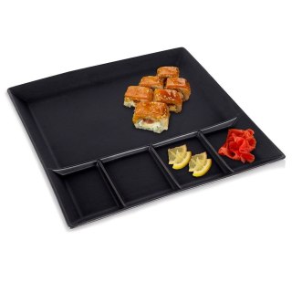 Grupa Orion Sp. z o.o. Talerz Dzielony Porcelanowy Ozdobny Dekoracyjny Czarny ORION 25x25 cm