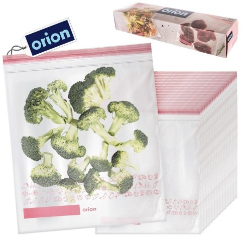 Grupa Orion Sp. z o.o. Woreczki Strunowe do Żywności 25 szt. ORION 34 x 27 cm z Miejscem na Opis