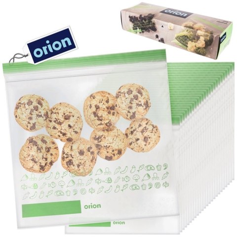 Grupa Orion Sp. z o.o. Woreczki Strunowe do Żywności 25 szt. ORION 25 x 24 cm z Miejscem na Opis