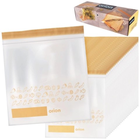 Grupa Orion Sp. z o.o. Woreczki Strunowe do Żywności 25 szt. ORION 20 x 18 cm z Miejscem na Opis