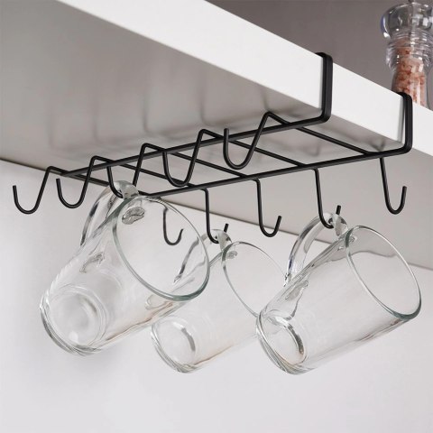 Grupa Orion Sp. z o.o. Wieszak na Kubki Metalowy Czarny VILDE Podszafkowy LOFT 29 x 18,5 cm