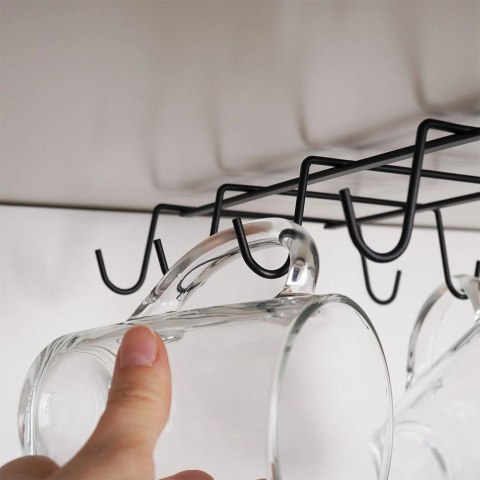 Grupa Orion Sp. z o.o. Wieszak na Kubki Metalowy Czarny VILDE Podszafkowy LOFT 29 x 18,5 cm