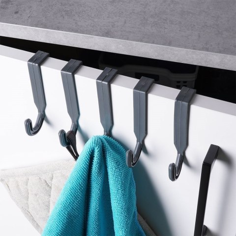 Grupa Orion Sp. z o.o. Wieszak na Drzwi Plastikowy Szary 5 szt. VILDE Haczyki Bezinwazyjny