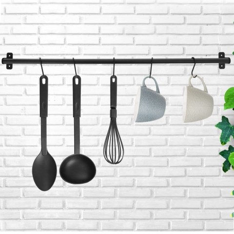 Grupa Orion Sp. z o.o. Reling Wieszak z Haczykami Kuchenny Metalowy Czarny RADKA 78,5 cm