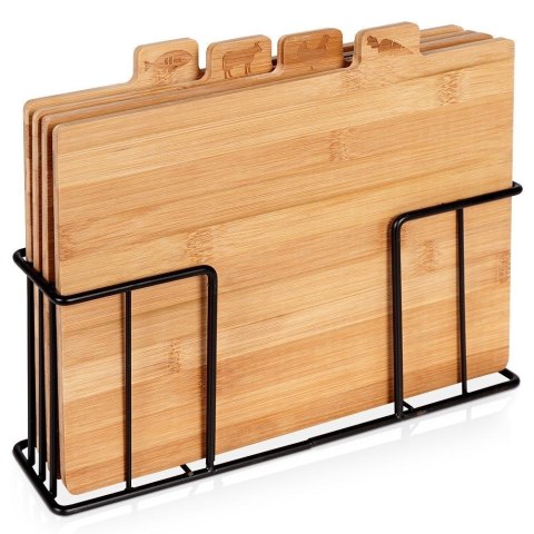 Grupa Orion Sp. z o.o. Zestaw Deski do Krojenia Bambusowe ze Stojakiem 4 szt. VILDE 28 x 20 cm
