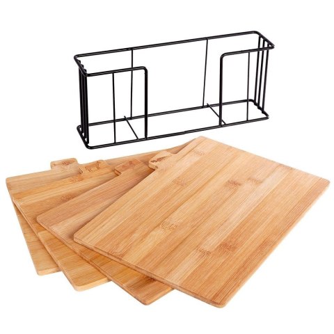 Grupa Orion Sp. z o.o. Zestaw Deski do Krojenia Bambusowe ze Stojakiem 4 szt. VILDE 28 x 20 cm