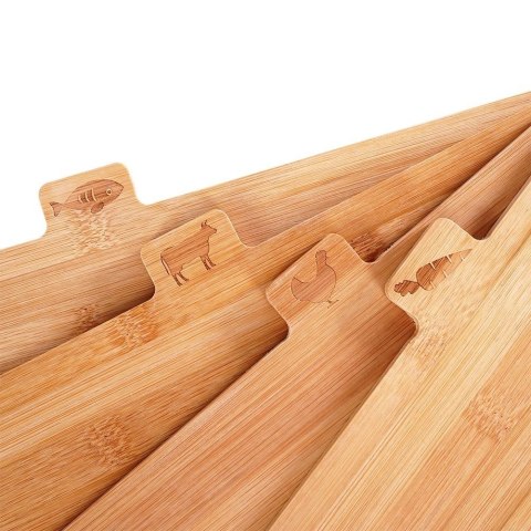 Grupa Orion Sp. z o.o. Zestaw Deski do Krojenia Bambusowe ze Stojakiem 4 szt. VILDE 28 x 20 cm