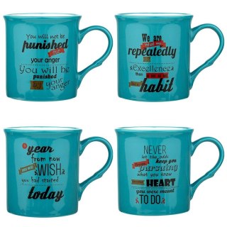 Grupa Orion Sp. z o.o. Zestaw 4 Kubków Niebieskich Porcelanowych Prezent NAVA