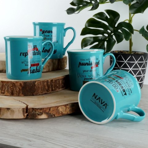 Grupa Orion Sp. z o.o. Zestaw 4 Kubków Niebieskich Porcelanowych Prezent NAVA