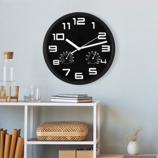 Grupa Orion Sp. z o.o. Zegar z Termometrem Higrometrem Ścienny Czarny Okrągły Solidny VILDE 25 cm