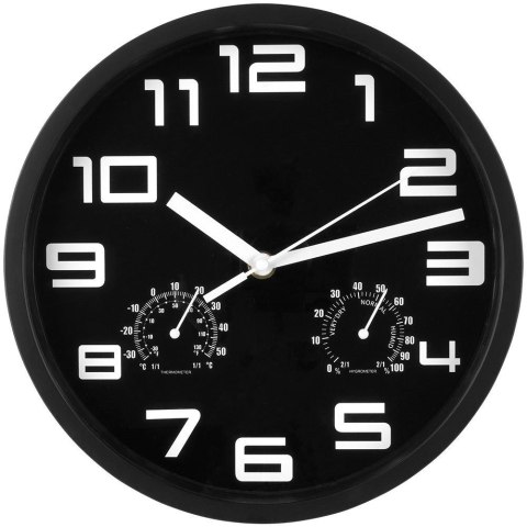 Grupa Orion Sp. z o.o. Zegar z Termometrem Higrometrem Ścienny Czarny Okrągły Solidny VILDE 25 cm