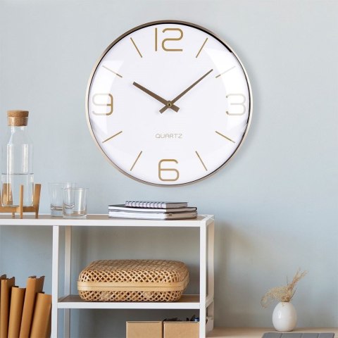 Grupa Orion Sp. z o.o. Zegar Ścienny 30 cm VILDE Okrągły Złoto-Biały Aluminium Cichy