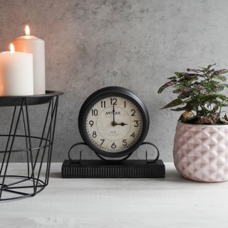 Grupa Orion Sp. z o.o. Zegar stołowy metalowy na biurko komodę szafkę stół czarny retro vintage 23 cm