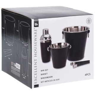 Grupa Orion Sp. z o.o. Zestaw Barowy z Shakerem Stalowy Czarny Solidny EXCELLENT HOUSEWARE 4 el.