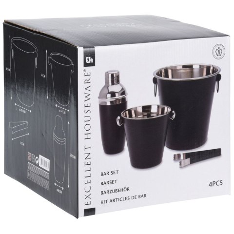 Grupa Orion Sp. z o.o. Zestaw Barowy z Shakerem Stalowy Czarny Solidny EXCELLENT HOUSEWARE 4 el.