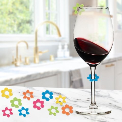 Grupa Orion Sp. z o.o. Znaczniki 10 szt. ORION na Szklanki Kieliszki Kwiaty Kolorowe