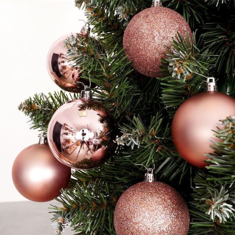Grupa Orion Sp. z o.o. Bombki Choinkowe VILDE Różowe 7 cm Zestaw 6 szt. Błyszczące Brokat