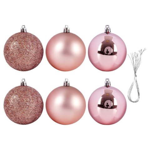 Grupa Orion Sp. z o.o. Bombki Choinkowe VILDE Różowe 7 cm Zestaw 6 szt. Błyszczące Brokat