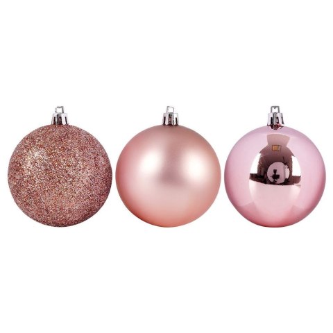 Grupa Orion Sp. z o.o. Bombki Choinkowe VILDE Różowe 7 cm Zestaw 6 szt. Błyszczące Brokat