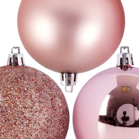 Grupa Orion Sp. z o.o. Bombki Choinkowe VILDE Różowe 7 cm Zestaw 6 szt. Błyszczące Brokat