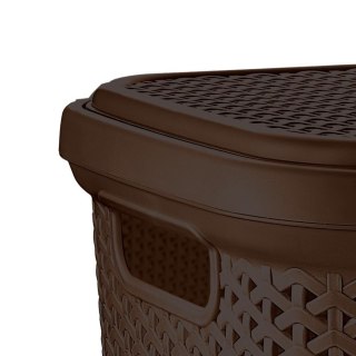 Grupa Orion Sp. z o.o. Kosz na pranie pojemnik łazienkowy na odzież bieliznę z pokrywą 55 l brązowy