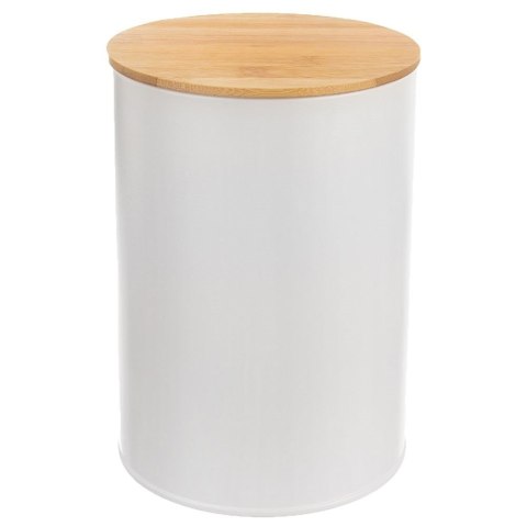 Grupa Orion Sp. z o.o. Pojemnik Kuchenny na Żywność Metalowy Biały z Bambusową Pokrywką ORION 1,3l