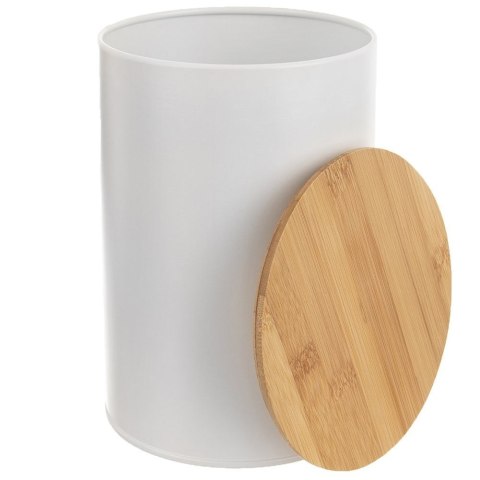 Grupa Orion Sp. z o.o. Pojemnik Kuchenny na Żywność Metalowy Biały z Bambusową Pokrywką ORION 1,3l