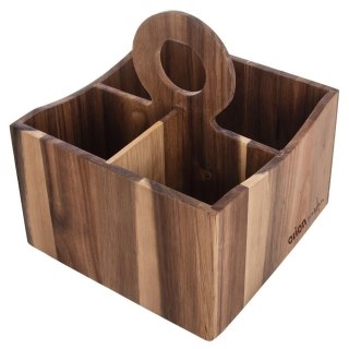 Grupa Orion Sp. z o.o. Stojak na Sztućce Sosy Przyprawy Drewniany Solidny ORION 18,5 x 18,5 x 22cm