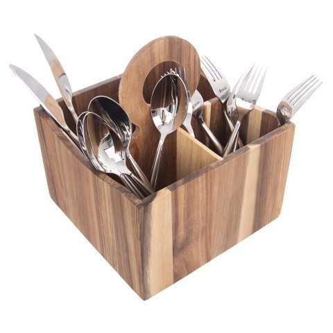 Grupa Orion Sp. z o.o. Stojak na Sztućce Sosy Przyprawy Drewniany Solidny ORION 18,5 x 18,5 x 22cm