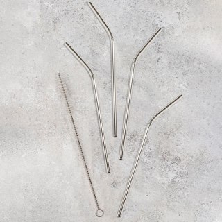 Słomki słomki do napojów stalowe z czyścikiem wielorazowe rurki metalowe ACER 21 cm