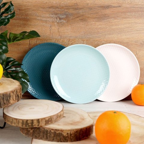 Grupa Orion Sp. z o.o. Talerz Deserowy Ceramiczny Zielony RELIEF 21 cm ORION Pastelowy