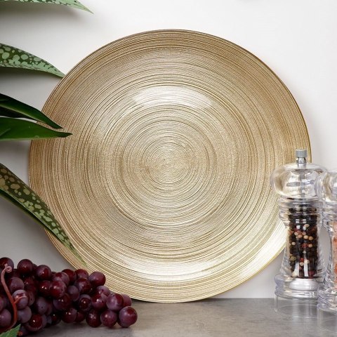 Grupa Orion Sp. z o.o. Talerz Obiadowy Okrągły Płytki Szklany Matowy Złoty VILDE 28 cm