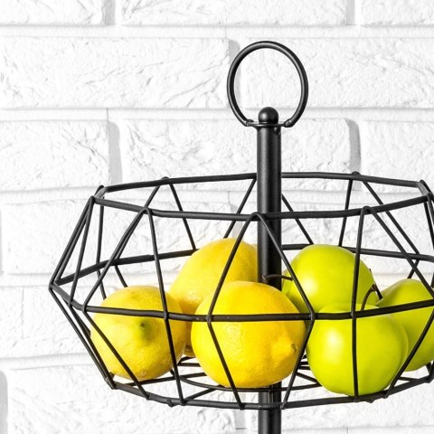Grupa Orion Sp. z o.o. Koszyk na Owoce Warzywa 2-Poziomowy Metalowy Czarny Solidny VILDE 43,5x32cm