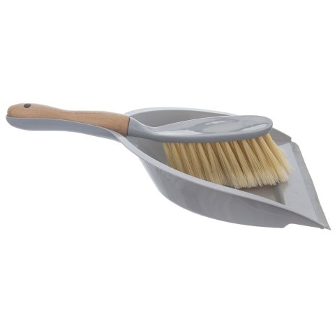 Grupa Orion Sp. z o.o. Zmiotka z Szufelką 202 g ORION Uchwyt Bambusowy Gumowy Rant Szara