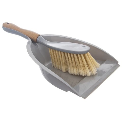 Grupa Orion Sp. z o.o. Zmiotka z Szufelką 202 g ORION Uchwyt Bambusowy Gumowy Rant Szara