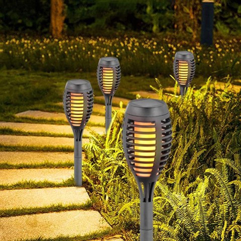 POCHODNIA LAMPA SOLARNA TAŃCZĄCE PŁOMYKI 12 LED SMD 7,5x7,5x46,5CM SZARA