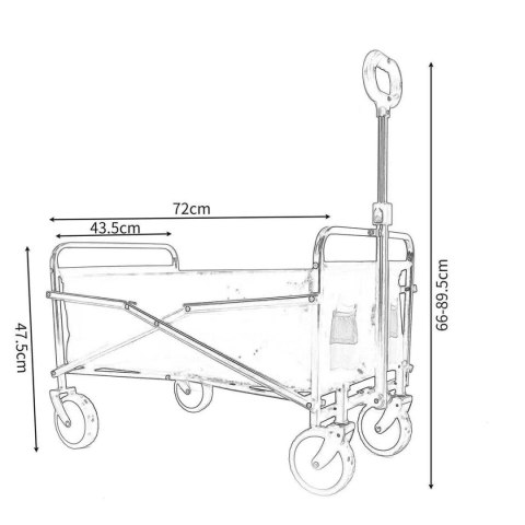 WÓZEK TURYSTYCZNO PLAŻOWY SKŁADANY 72x44x50CM Z UCHWYTEM