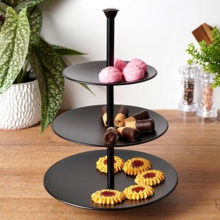 Grupa Orion Sp. z o.o. 3-piętrowa Patera na Ciastka Owoce Słodycze Czarna EXCELLENT HOUSEWARE